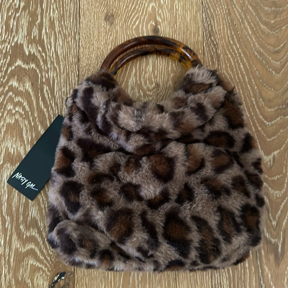 NEW! Small Nasty Gal faux fur leopard handbag